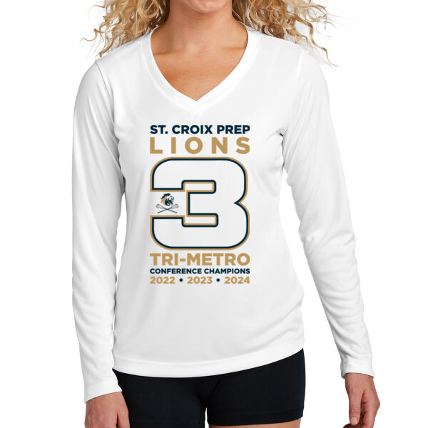 Sport-Tek Women's Long Sleeve PosiCarge Competitor V-Neck Tee - Printed Logo Thumbnail