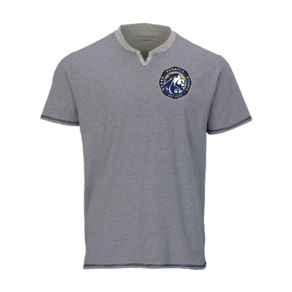 Men's Striped V-Notch T-Shirt - Printed Logo Thumbnail